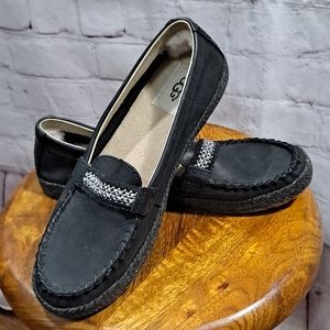 UGG Black Leather Kaelee Loafers NWOT